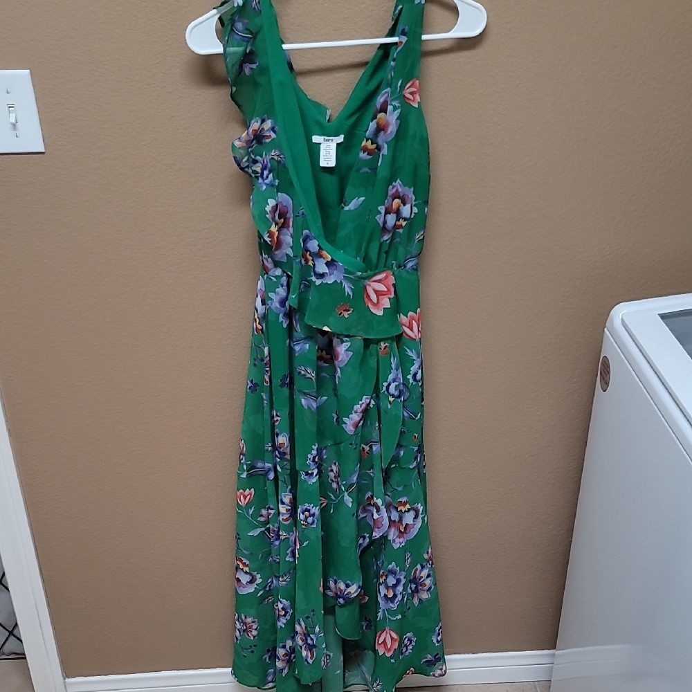 Bar III Green Floral High Low Dress 🪻